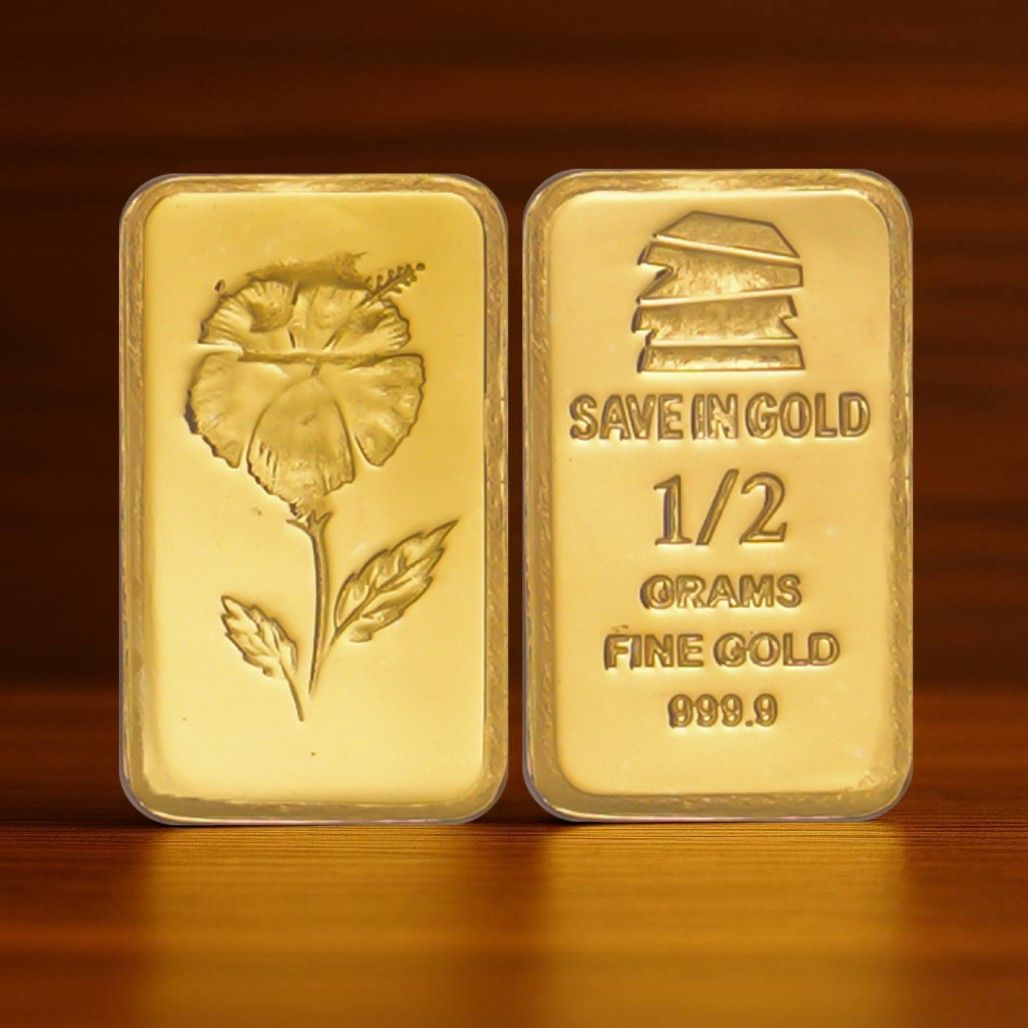 1/2 Gram Elegant Flower Gold Bar